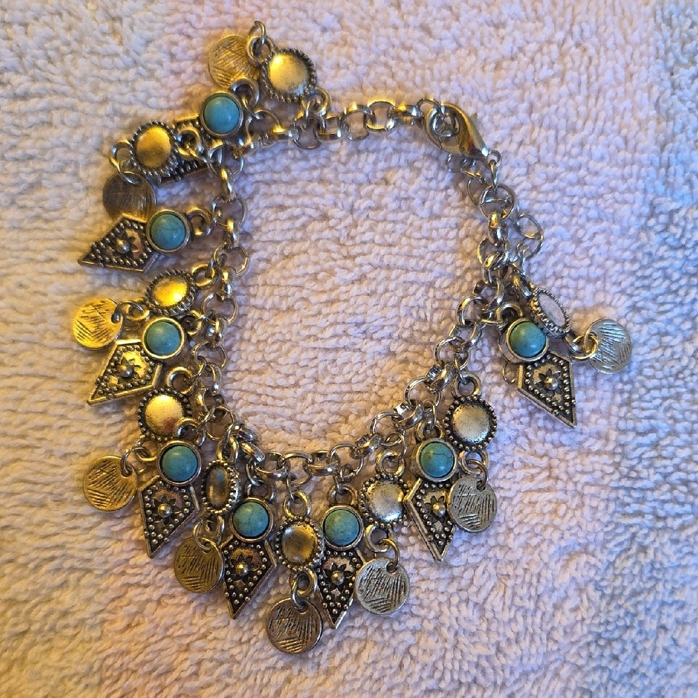 Silver and Blue Charm Bracelet
